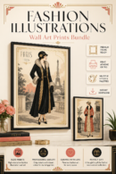 باكدج 1620 رسمة أزياء كلاسيكية (Fashion Illustrations) للطباعة والديكور