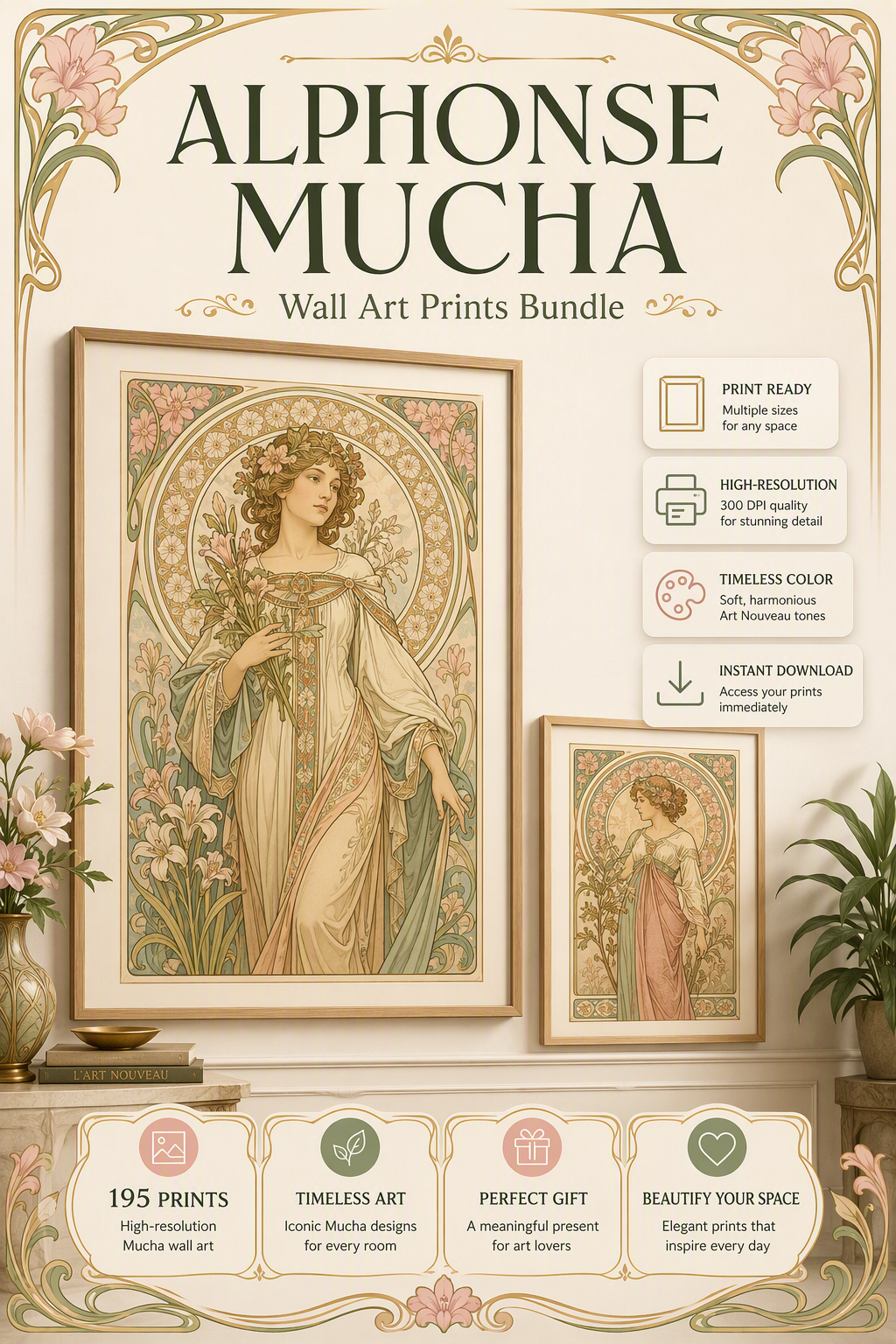باكدج 195 لوحة ألفونس موخا (Alphonse Mucha) للطباعة والديكور